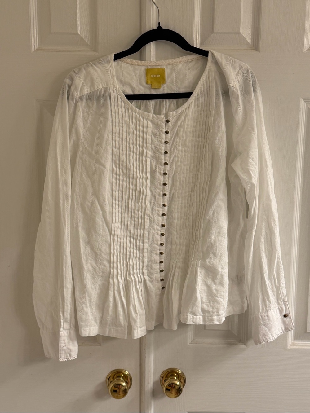 Maeve Anthropologie white boho longsleeve L